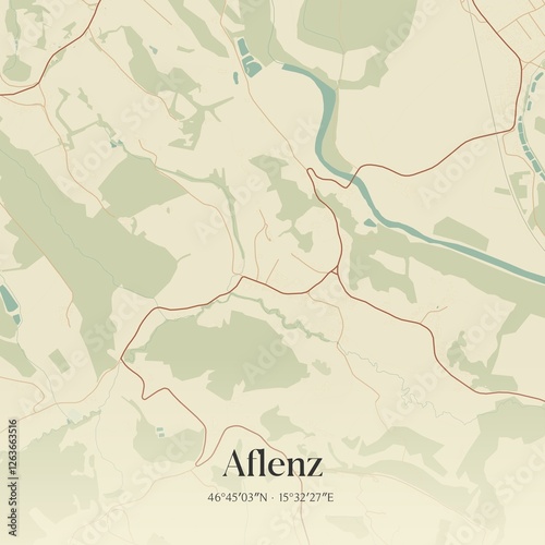 Obraz na płótnie Vintage map of Aflenz, Austria. w salonie