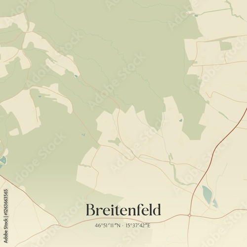 Obraz na płótnie Vintage map of Breitenfeld, Austria. w salonie