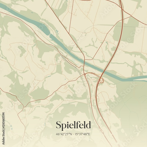 Obraz na płótnie Vintage map of Spielfeld, Austria. w salonie