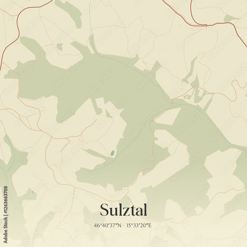 Vintage map of Sulztal, Austria.