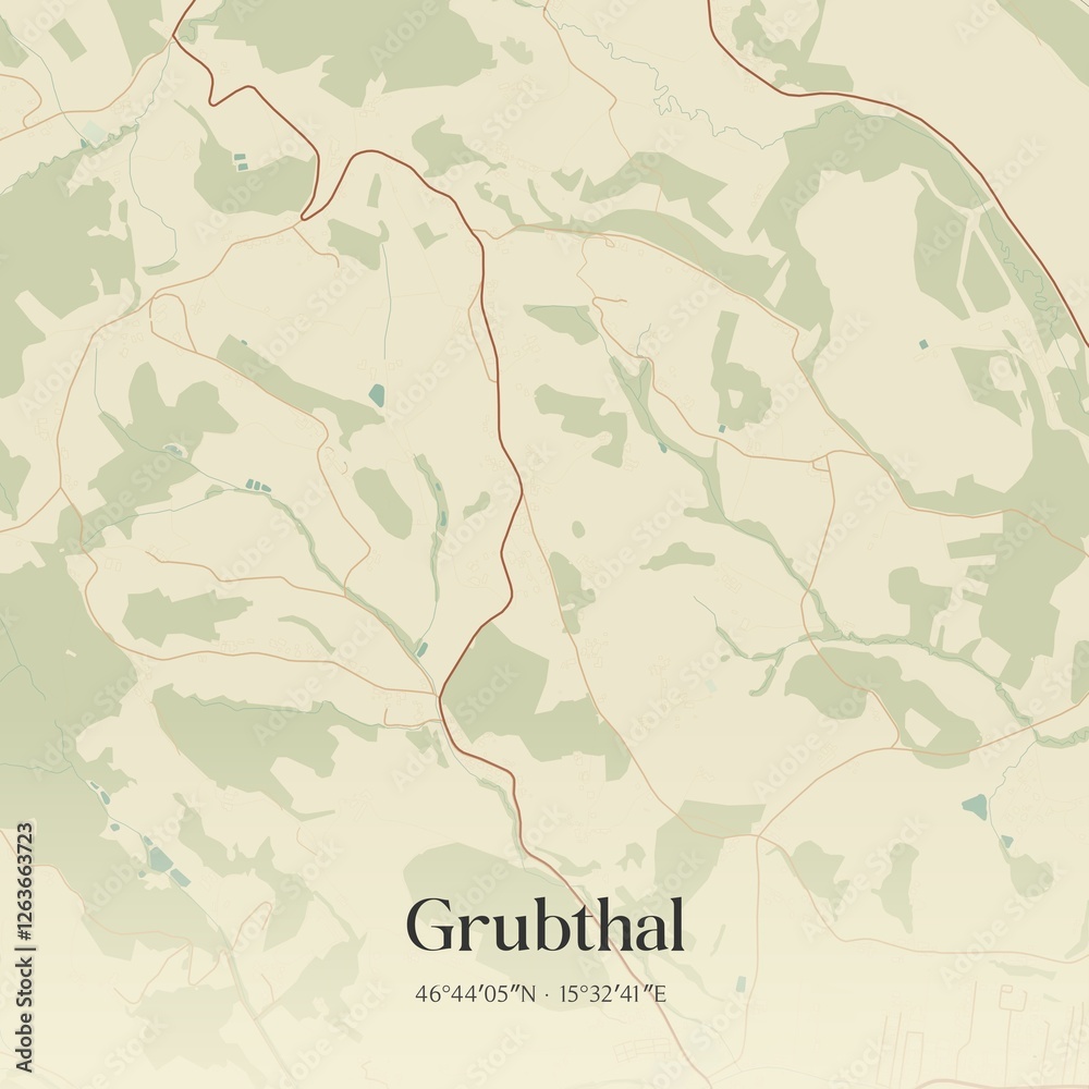 Vintage map of Grubthal, Austria.