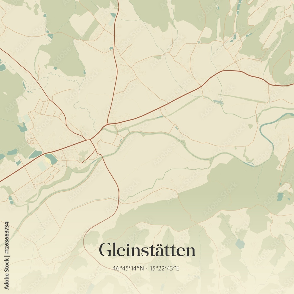 Vintage map of Gleinstätten, Austria.