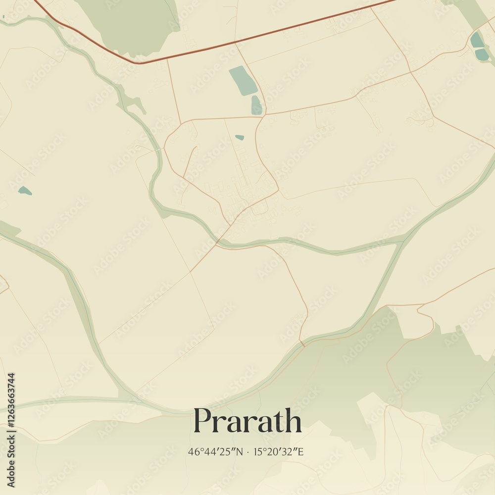 Vintage map of Prarath, Austria.