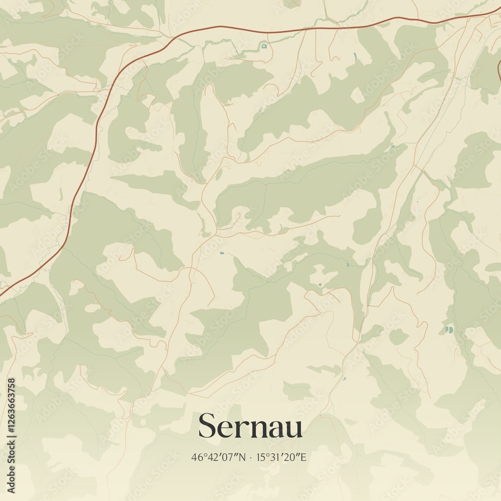 Vintage map of Sernau, Austria.