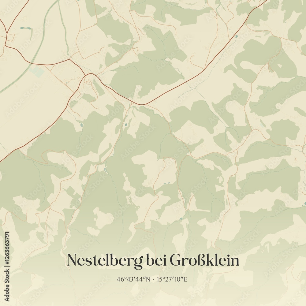 Vintage map of Nestelberg bei Großklein, Austria.