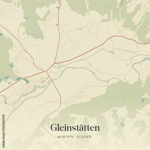 Obraz na płótnie Vintage map of Gleinstätten, Austria. w salonie