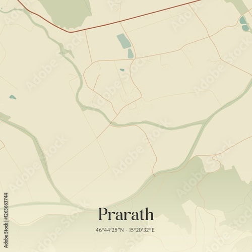 Obraz na płótnie Vintage map of Prarath, Austria. w salonie