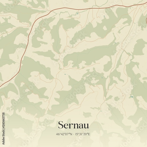 Obraz na płótnie Vintage map of Sernau, Austria. w salonie