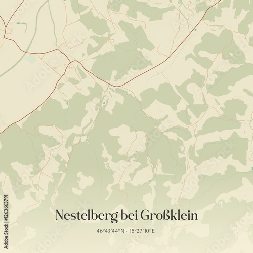 Obraz na płótnie Vintage map of Nestelberg bei Großklein, Austria. w salonie
