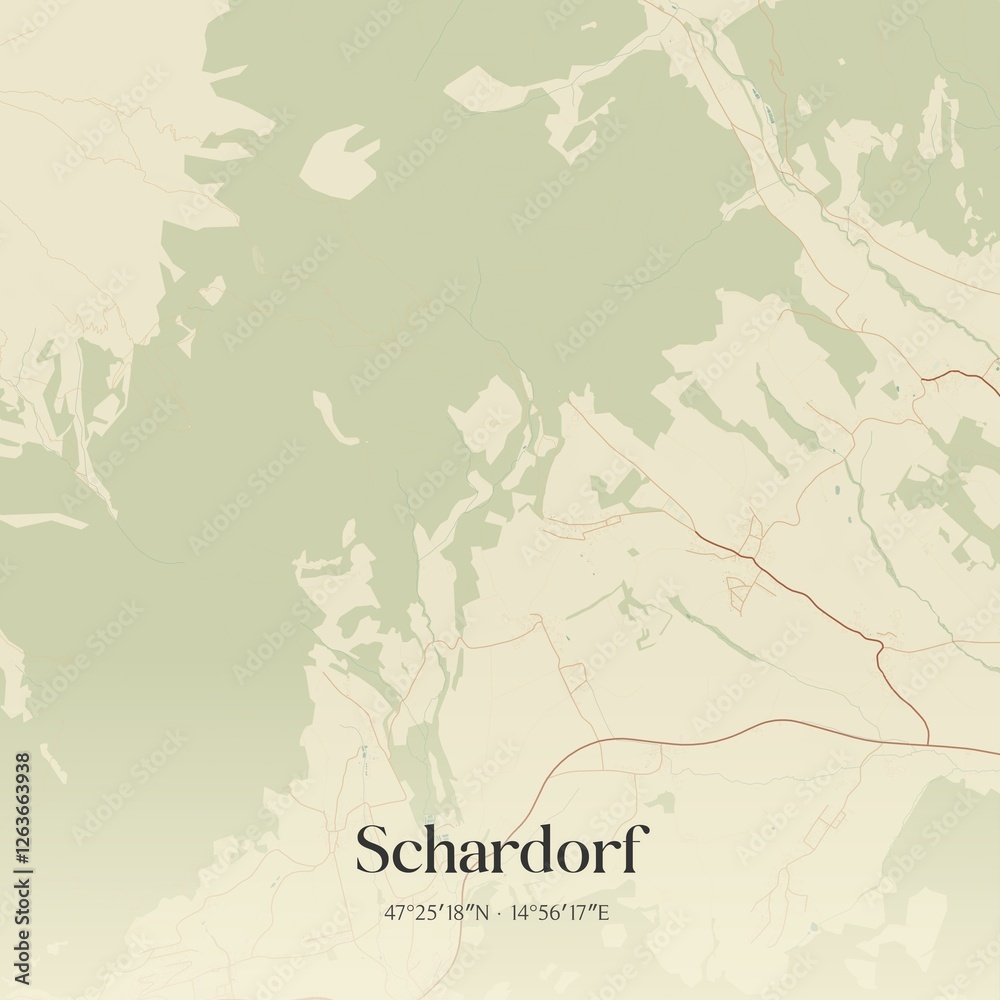 Vintage map of Schardorf, Austria.