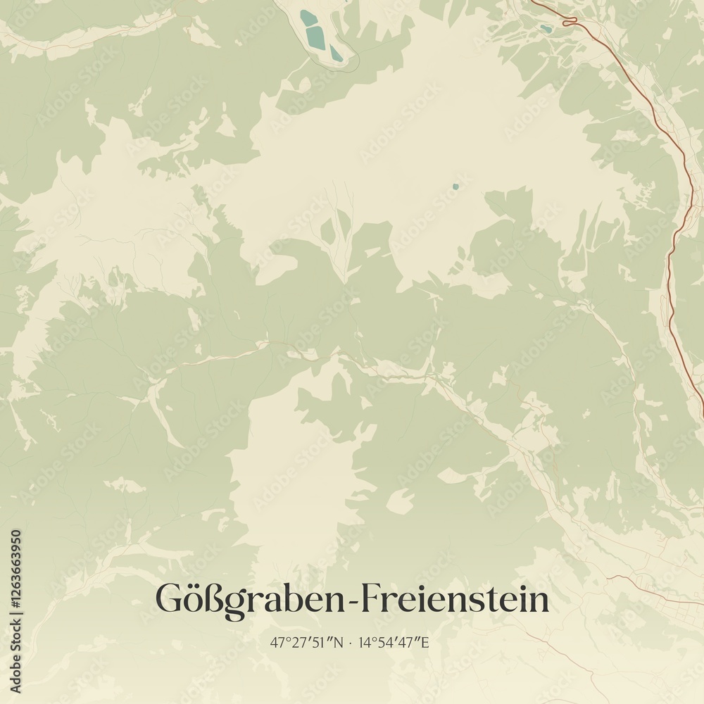 Vintage map of Gößgraben-Freienstein, Austria.