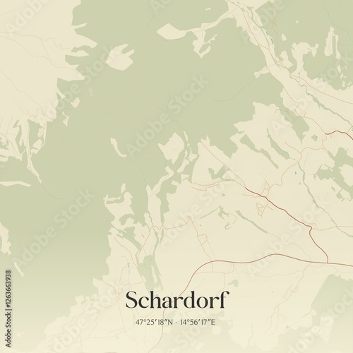 Obraz na płótnie Vintage map of Schardorf, Austria. w salonie