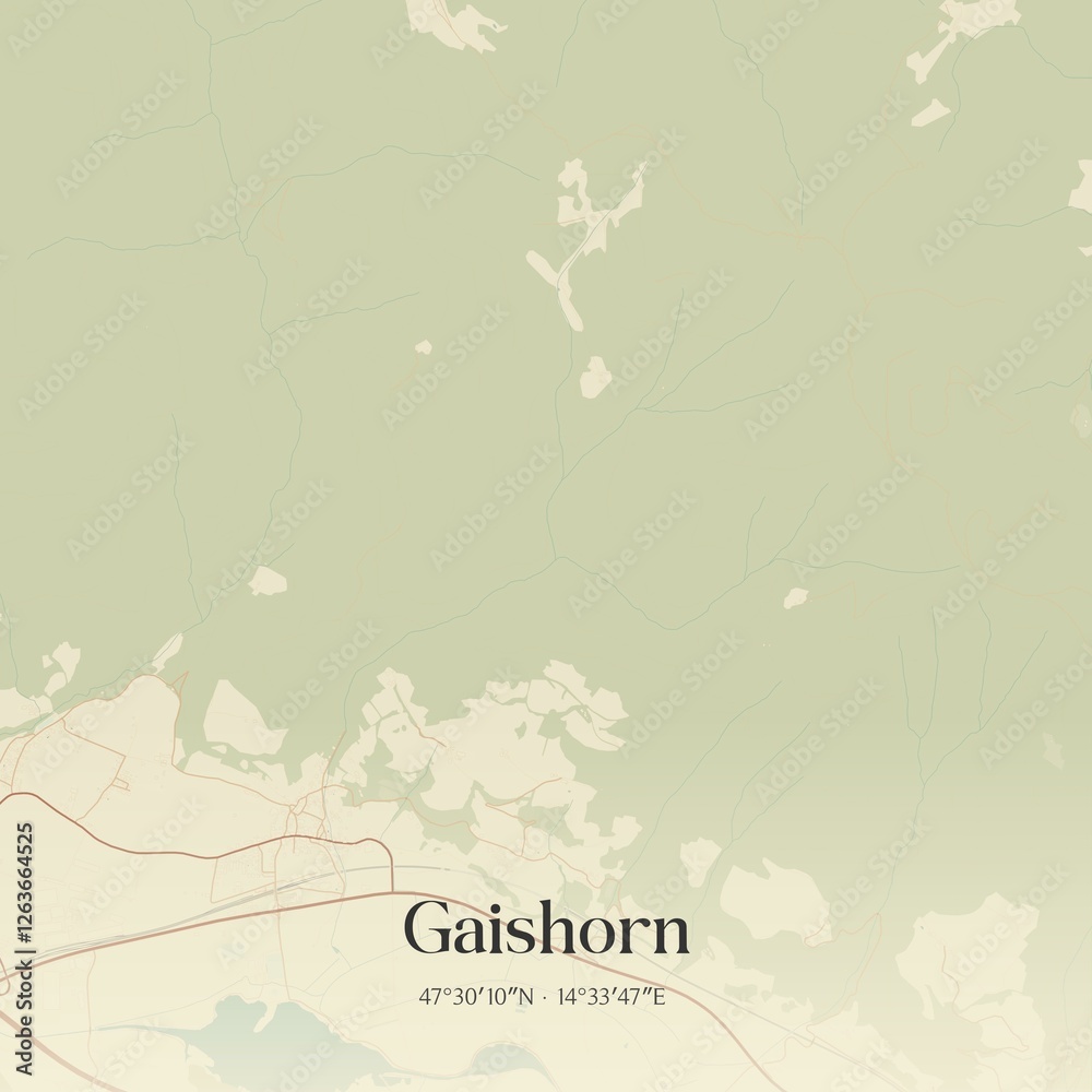 Vintage map of Gaishorn, Austria.