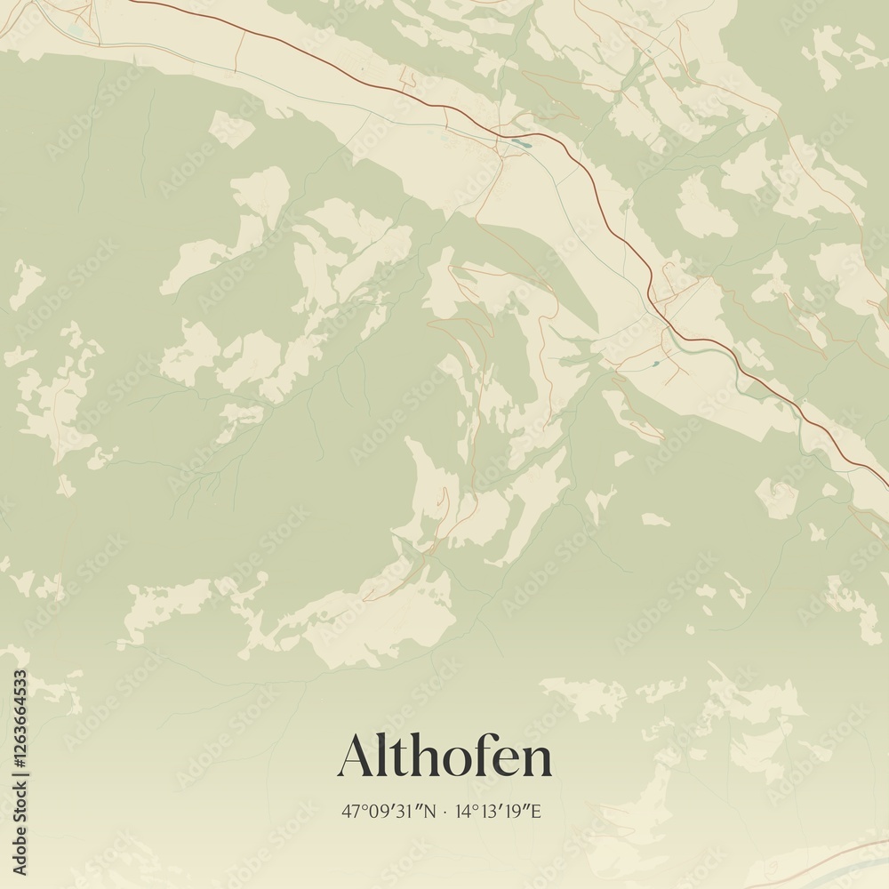 Vintage map of Althofen, Austria.