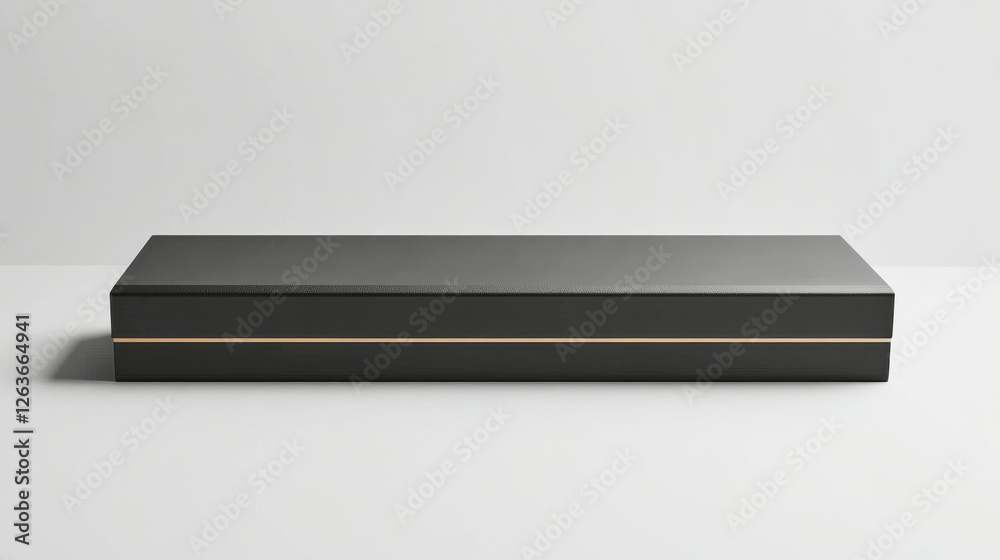 Elegant rectangular box in luxury packaging style on plain white background Elegant rectangular box in luxury packaging style on plain white background