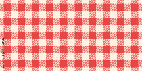 Fold texture pattern fabric, robe tartan background check. Summertime textile plaid seamless vector in old lace and red colors.