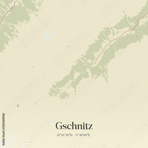 Obraz na płótnie Vintage map of Gschnitz, Austria. w salonie