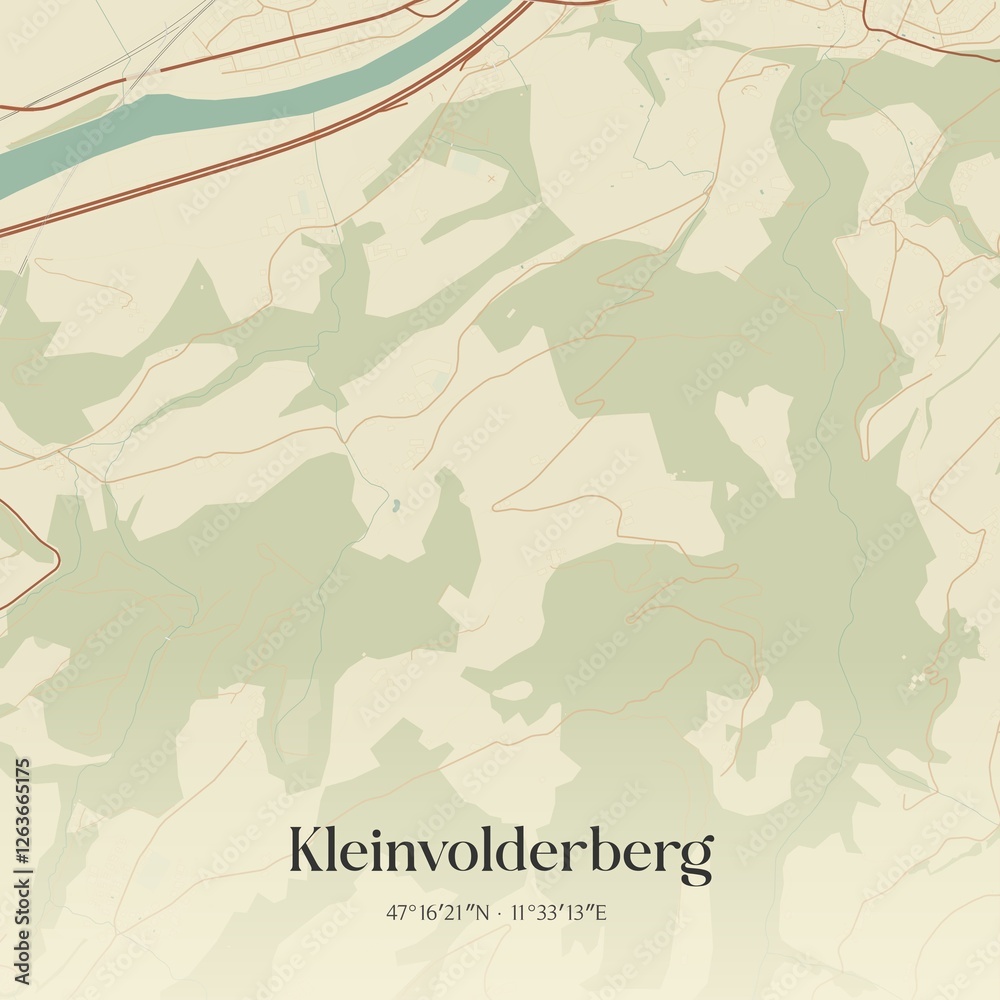 Vintage map of Kleinvolderberg, Austria.