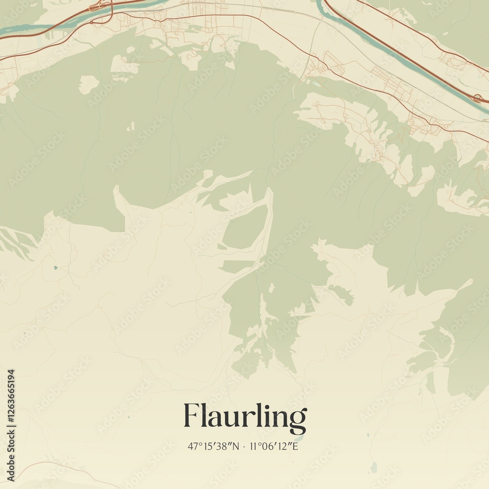 Vintage map of Flaurling, Austria.