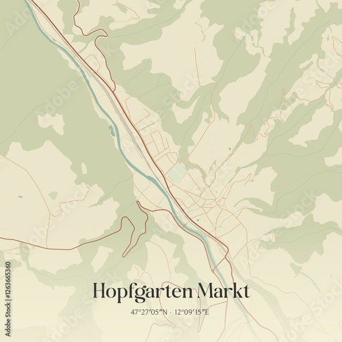 Vintage map of Hopfgarten Markt, Austria. photo