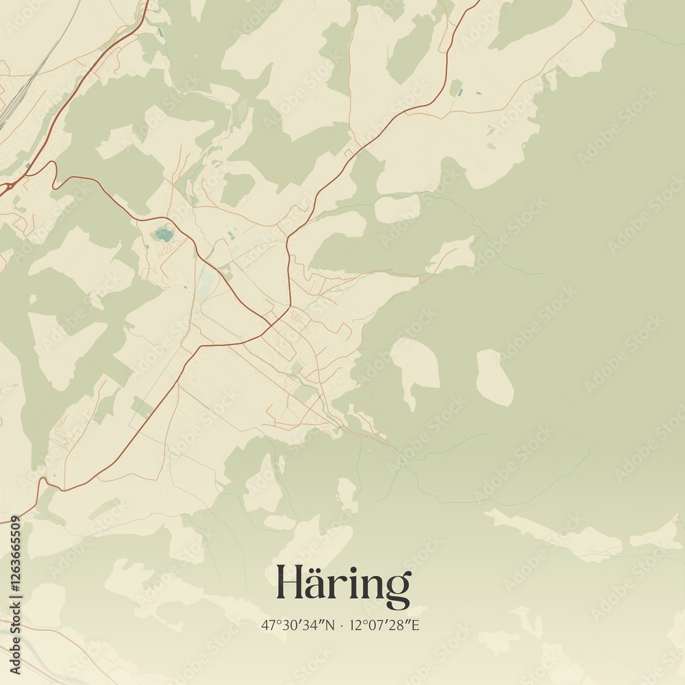 Vintage map of Häring, Austria.