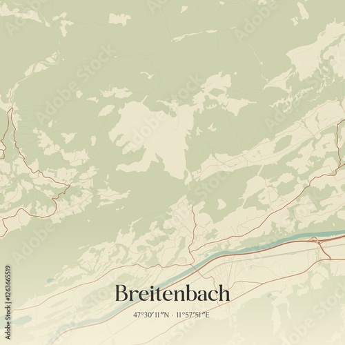 Obraz na płótnie Vintage map of Breitenbach, Austria. w salonie