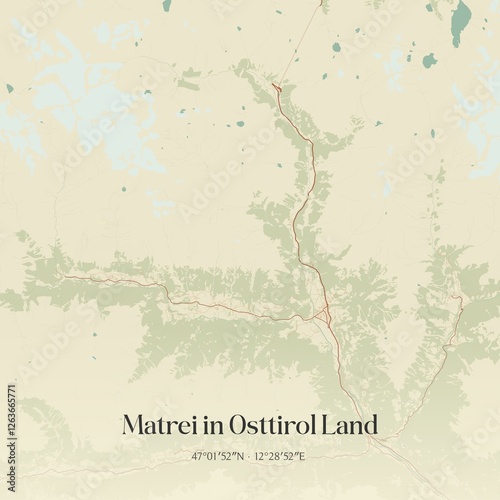 Obraz na płótnie Vintage map of Matrei in Osttirol Land, Austria. w salonie