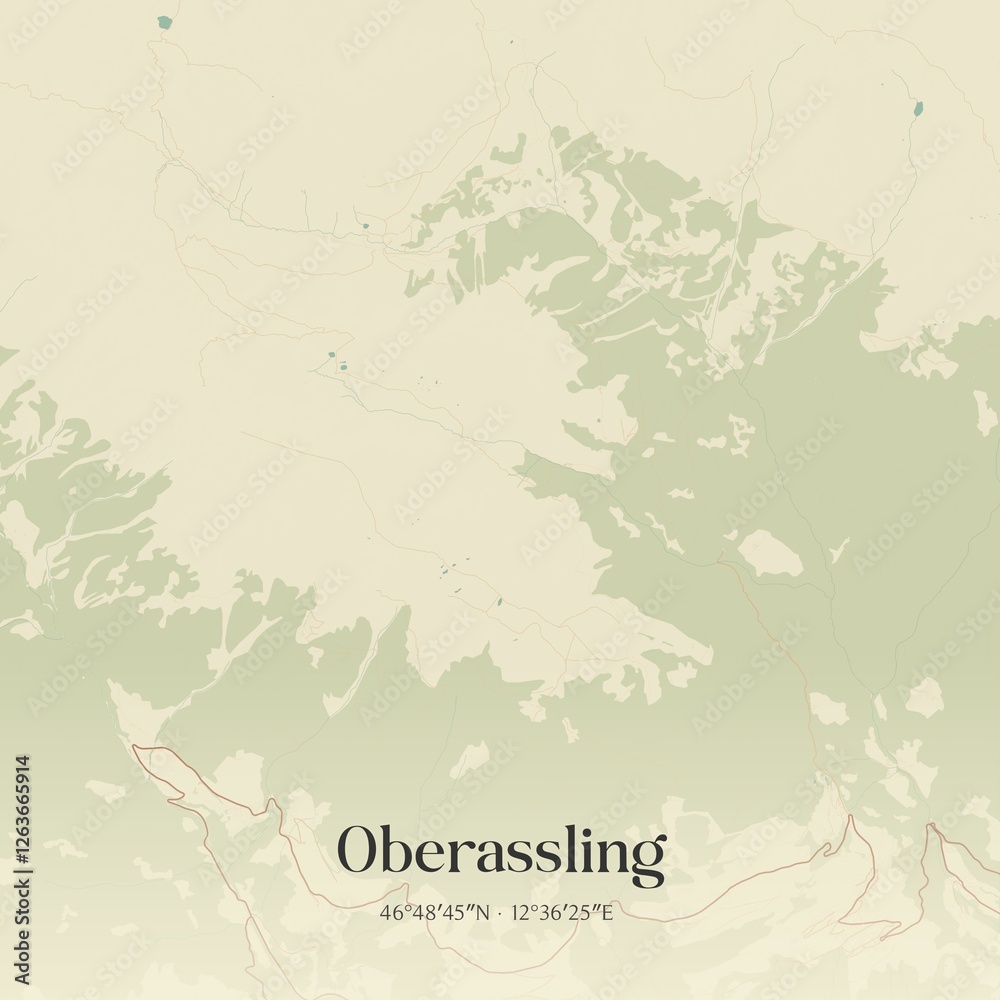 Vintage map of Oberassling, Austria.