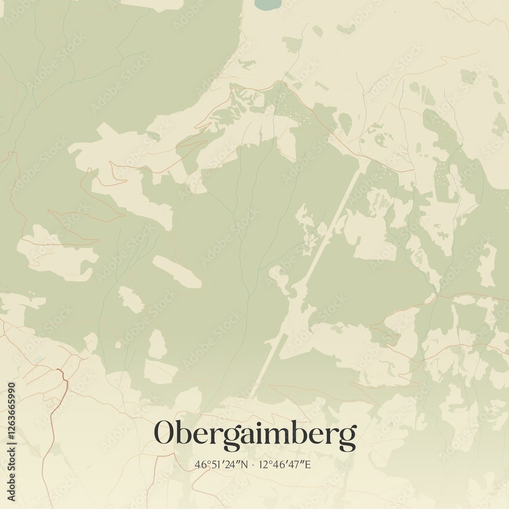Vintage map of Obergaimberg, Austria.