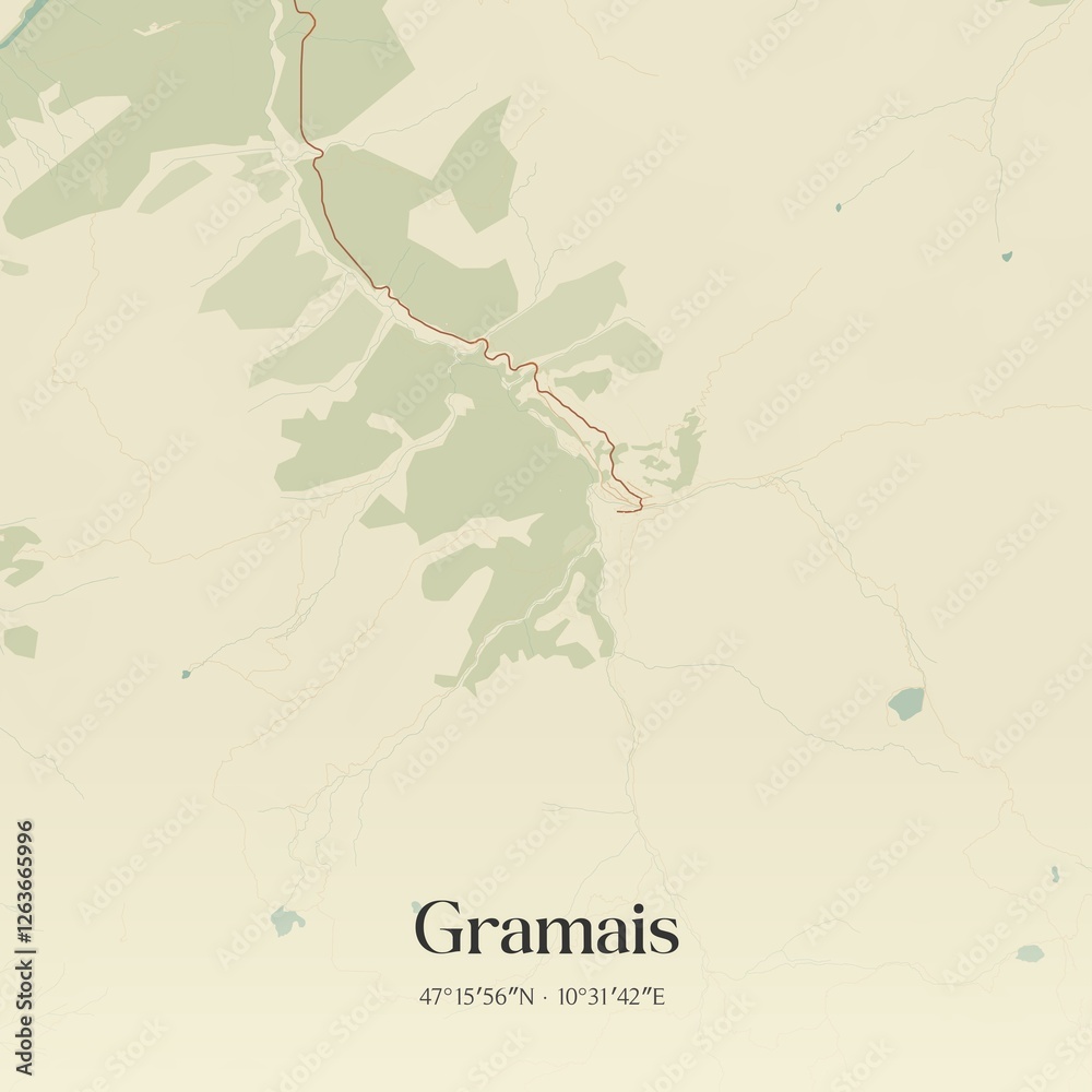 Vintage map of Gramais, Austria.
