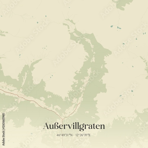 Obraz na płótnie Vintage map of Außervillgraten, Austria. w salonie