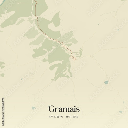 Vintage map of Gramais, Austria.