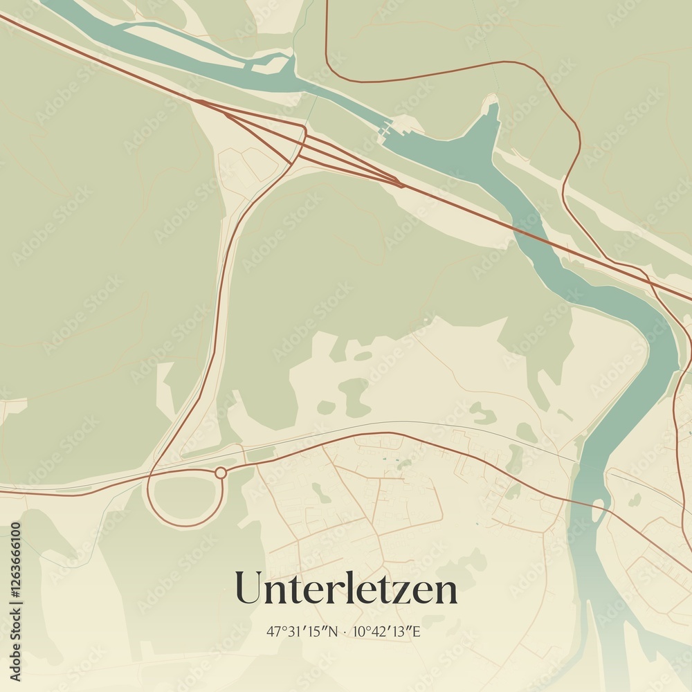Vintage map of Unterletzen, Austria.