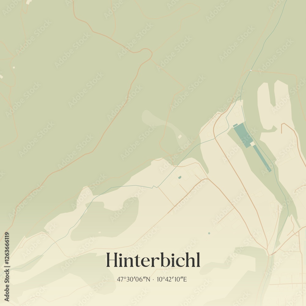 Vintage map of Hinterbichl, Austria.