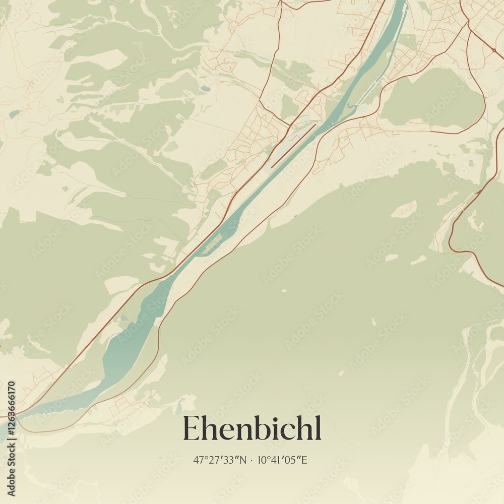 Vintage map of Ehenbichl, Austria.
