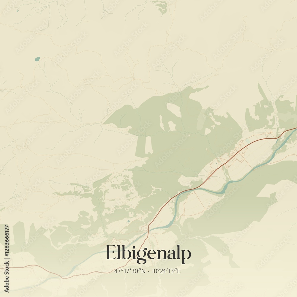 Vintage map of Elbigenalp, Austria.