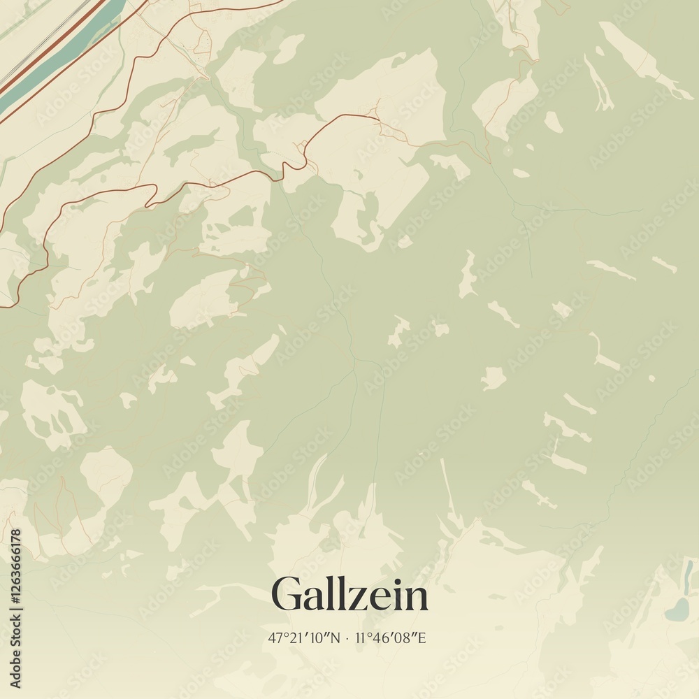 Vintage map of Gallzein, Austria.