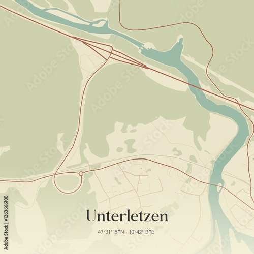 Vintage map of Unterletzen, Austria.
