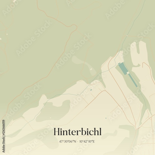 Obraz na płótnie Vintage map of Hinterbichl, Austria. w salonie