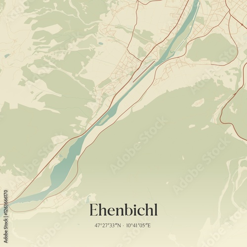 Obraz na płótnie Vintage map of Ehenbichl, Austria. w salonie
