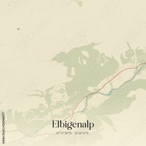 Obraz na płótnie Vintage map of Elbigenalp, Austria. w salonie