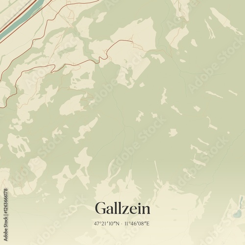 Obraz na płótnie Vintage map of Gallzein, Austria. w salonie