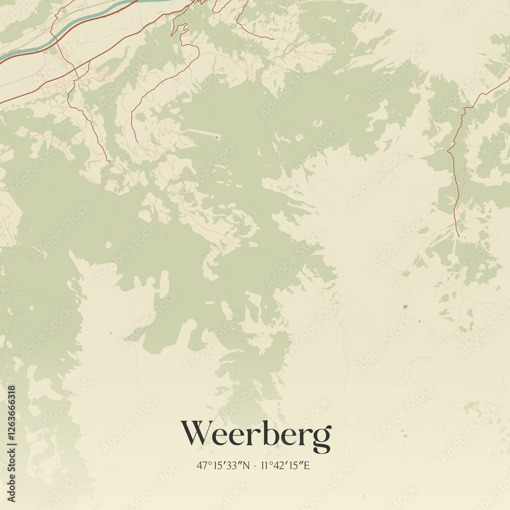 Vintage map of Weerberg, Austria.