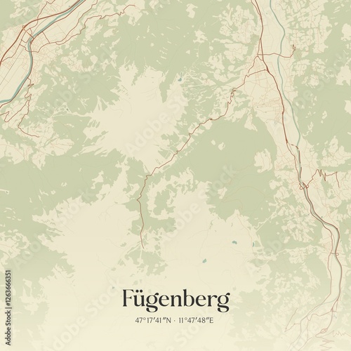 Vintage map of Fügenberg, Austria.