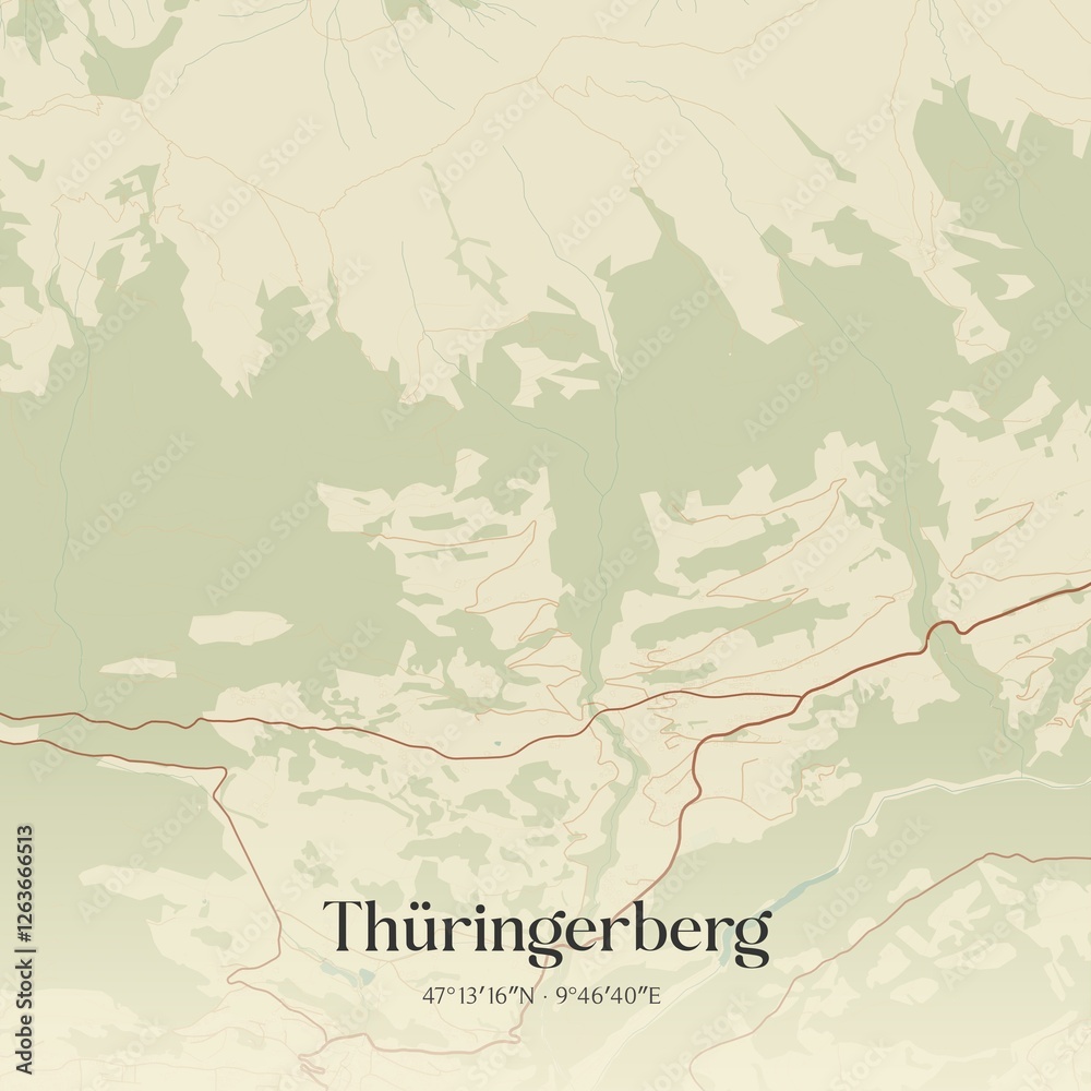 Vintage map of Thüringerberg, Austria.