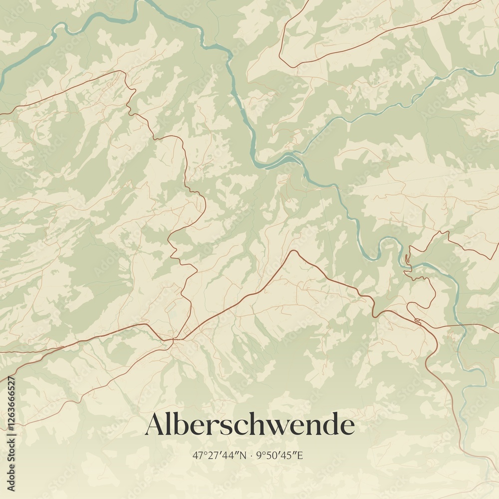 Vintage map of Alberschwende, Austria.
