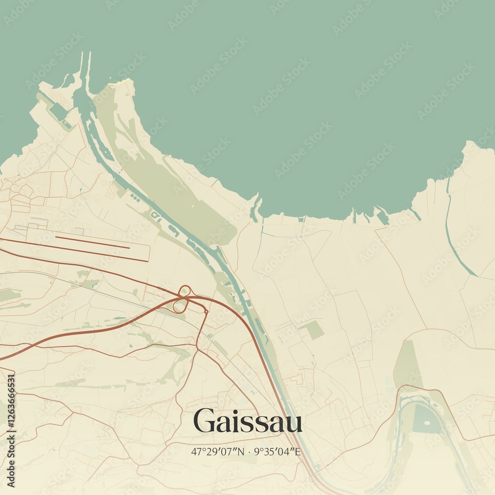 Vintage map of Gaissau, Austria.