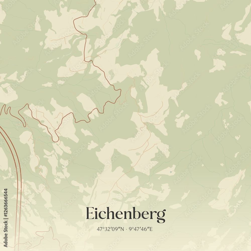Vintage map of Eichenberg, Austria.