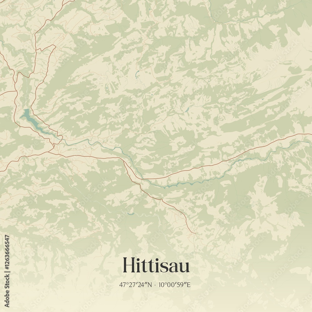 Vintage map of Hittisau, Austria.