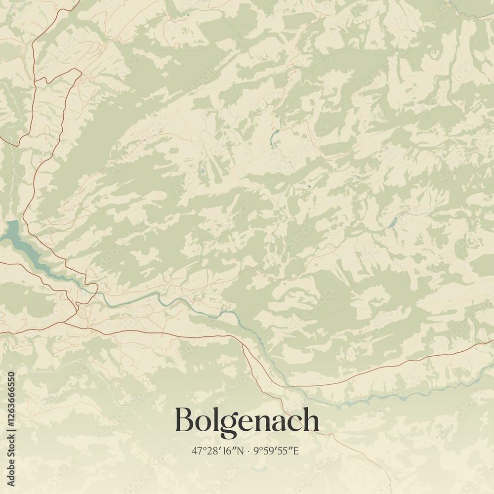 Vintage map of Bolgenach, Austria.